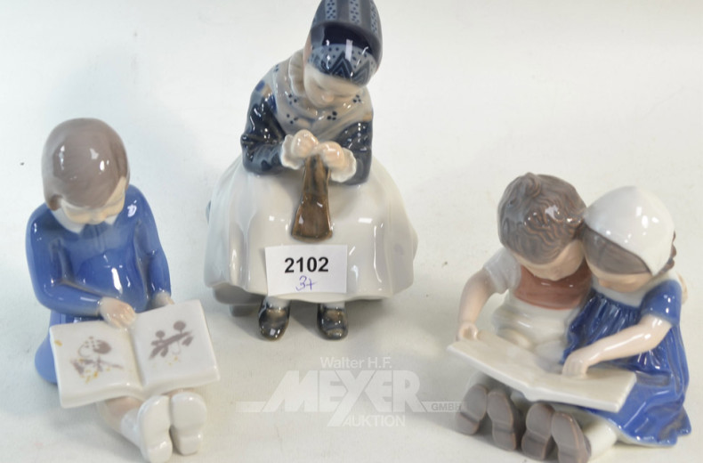 3 Porz.-Figuren ''Lesende Kinder,