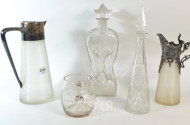5 Teile Glas: Karaffen, Becher, Saftkrüge