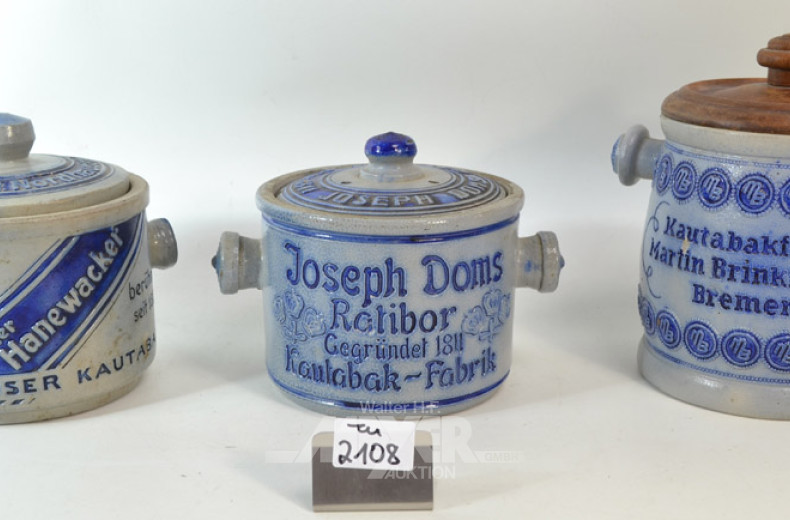 6 gr. Keramik-Kruken mit Deckel