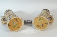 2 Keramik-Bierkrüge, mit Zinndeckel
