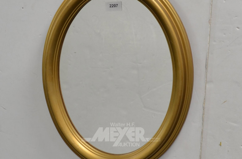 ovaler Wandspiegel, goldfarbiger