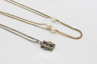 2 Ketten, Silber und Silber/vergoldet,