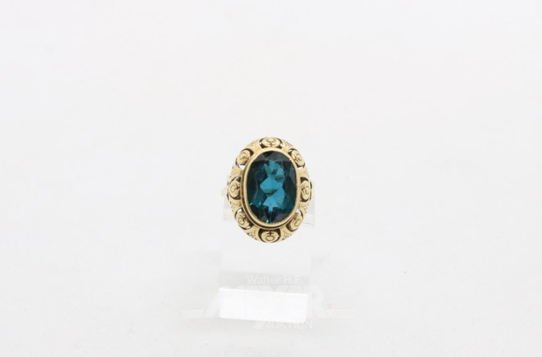 Damenring, 585er GG, mit blauem