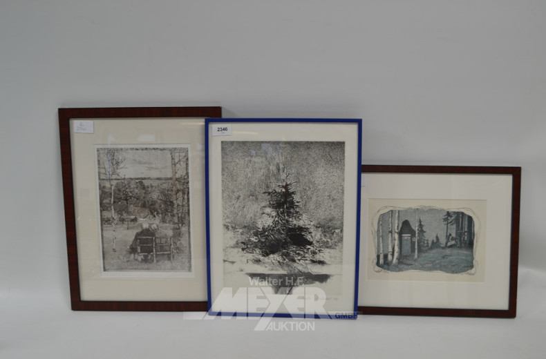 2 versch. Bilder ''Im Mai/Waldszene'',