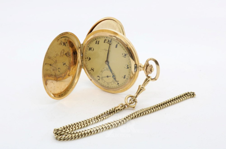 Taschenuhr ''Alpina'', 3 Deckel Gold,