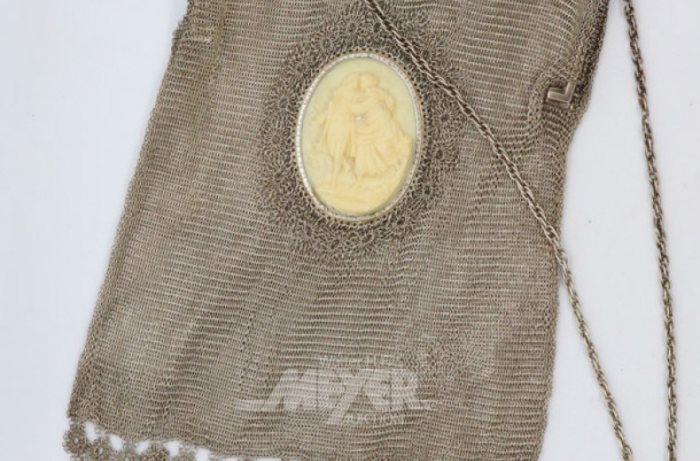 Abendtasche, Silber, mit Gemmenbildnis