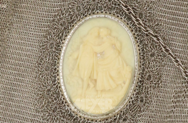 Abendtasche, Silber, mit Gemmenbildnis