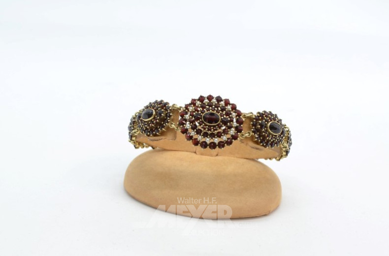 Armband, 585er GG, mit Granaten