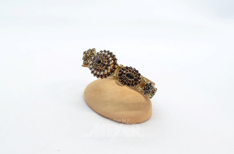 Armband, 585er GG, mit Granaten