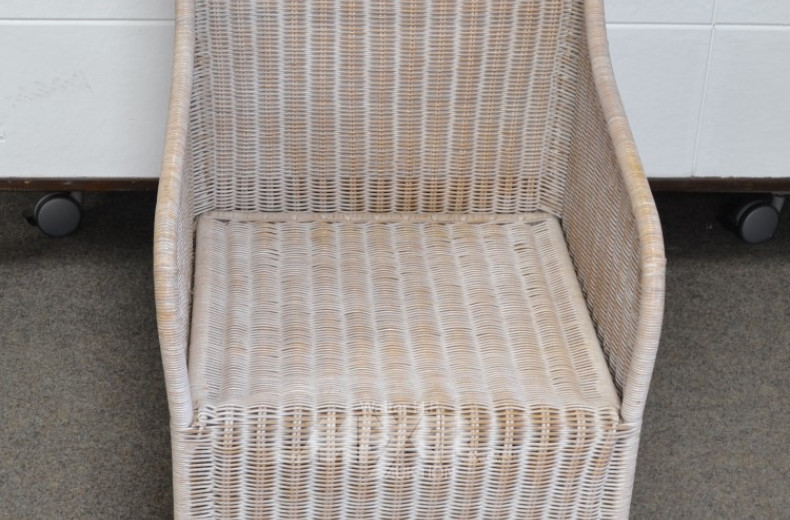 4 Armlehnstühle, Rattan beige/grau