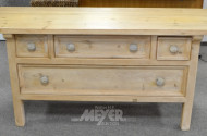 kl. Sideboard, Weichholz gekalkt, 4 Züge