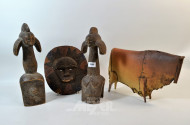 4 afrik. Dekofiguren, Holz und Keramik,