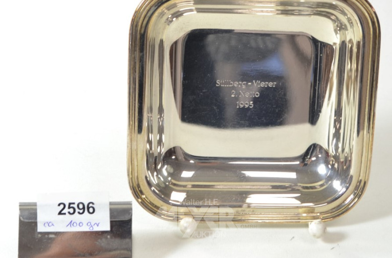 kl. eckige Silberschale, 800er