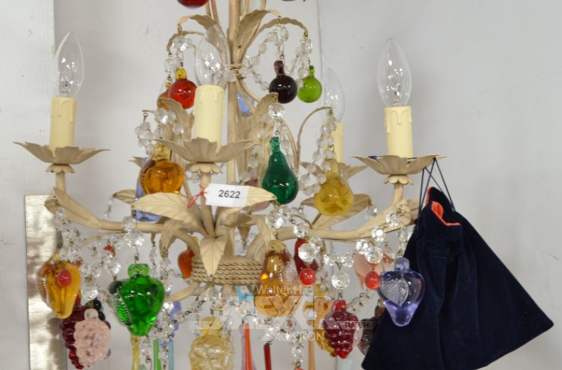 Deckenlampe, 5-flammig, mit farbigen