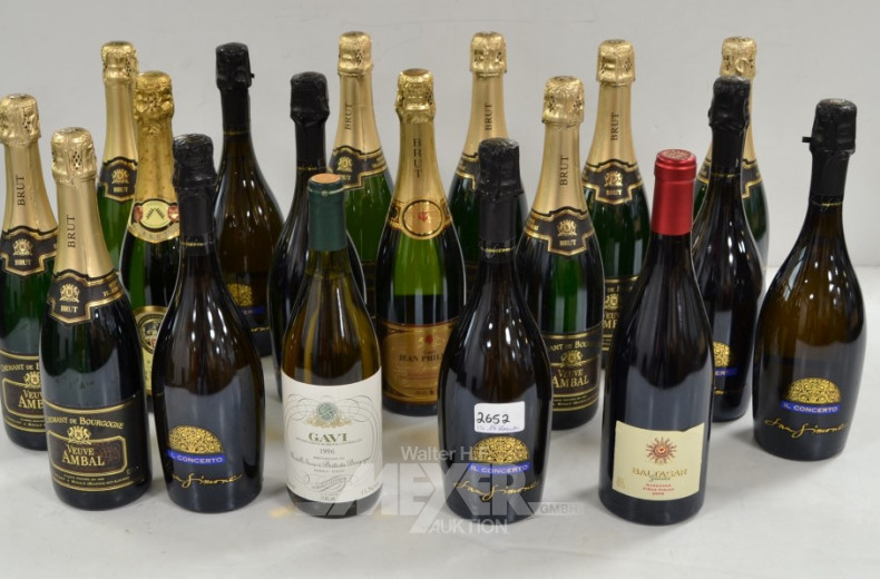 15 Flaschen Rot- u. Schaumwein