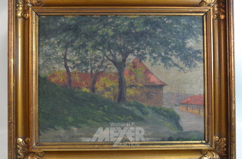 Gemälde ''Gutshaus mit Hafenansicht''