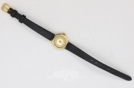 Armbanduhr, 585er GG, schwarzes Band,