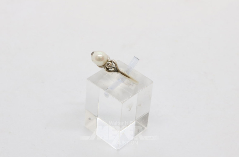 Damenring, 585er WG, mit 1 Perle