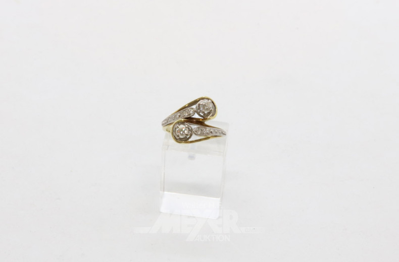 Damenring, 585er GG, mit Brillanten