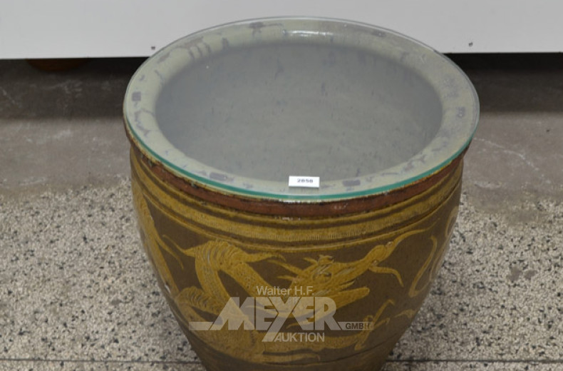 Blumenübertopf, Keramik ''Drachendekor''