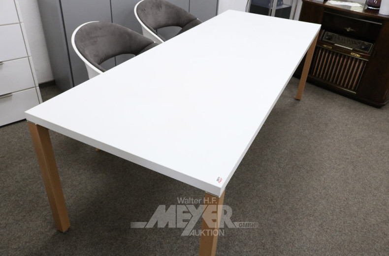 Esstisch, diamantweiß, Buchegestell,