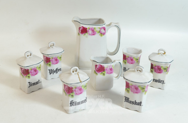 Posten Kruken, Rosendekor, ca. 15 Stk.