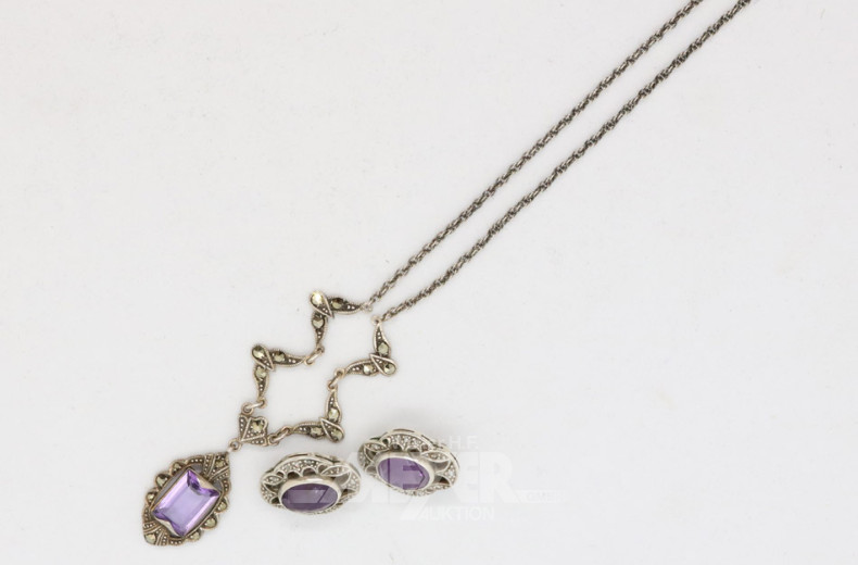 Schmuckset, Silber: Kette und Ohrringe
