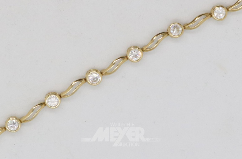 Armband, 333er GG, mit 12 weißen