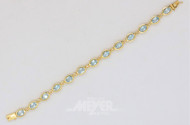 Armband, 585er GG, mit 13 hellblauen
