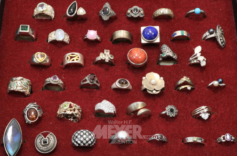 gr. Posten versch. Ringe, Silber