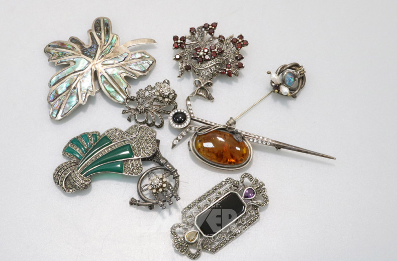 Posten versch. Silber-Broschen teilw.