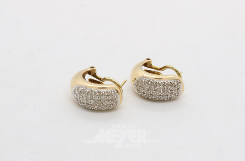 Paar Ohrstecker/Halbcreolen, 585er GG