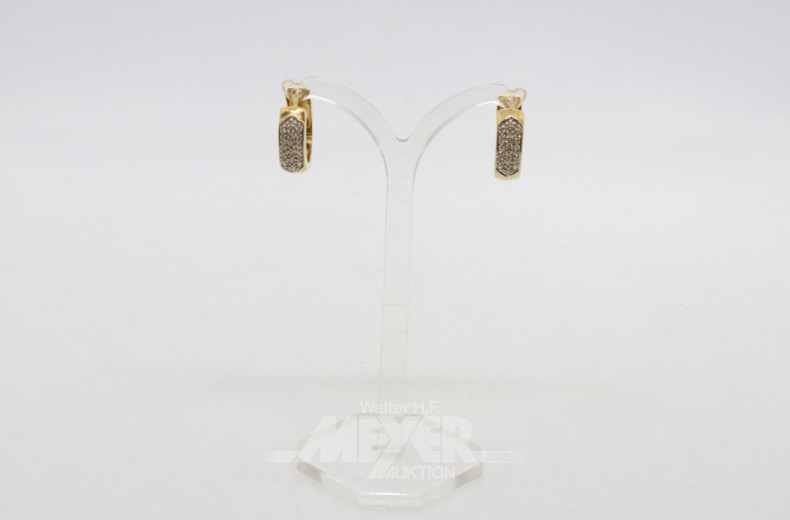 Paar Creolen, 585er GG mit kl. Diamanten