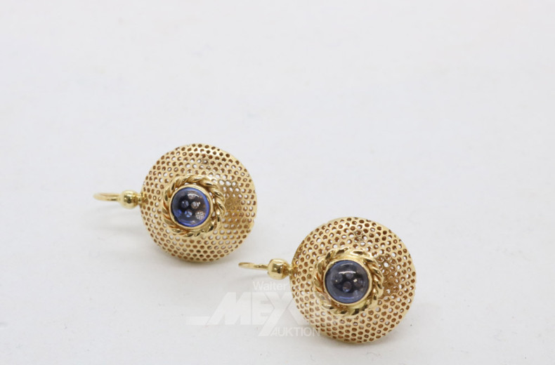 Paar Ohrgehänge in 585er GG, rund