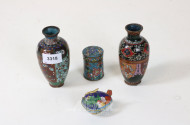 Cloisonne-Vasen Paar, floral,