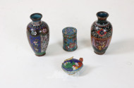 Cloisonne-Vasen Paar, floral,