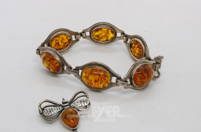 Bernstein-Armband, Silber