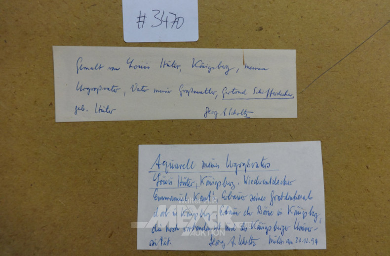 Aquarell ''Hofansicht am Weiher''