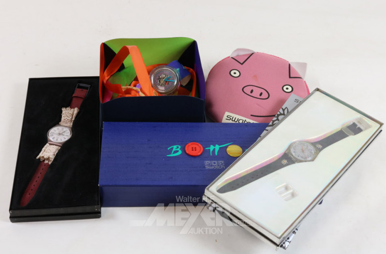 6 versch. Armbanduhren swatch