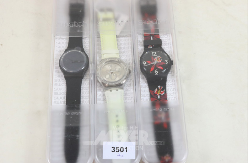 7 versch. Armbanduhren swatch