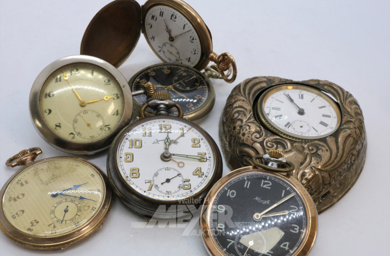 14 versch. Taschenuhren, teilw. Silber