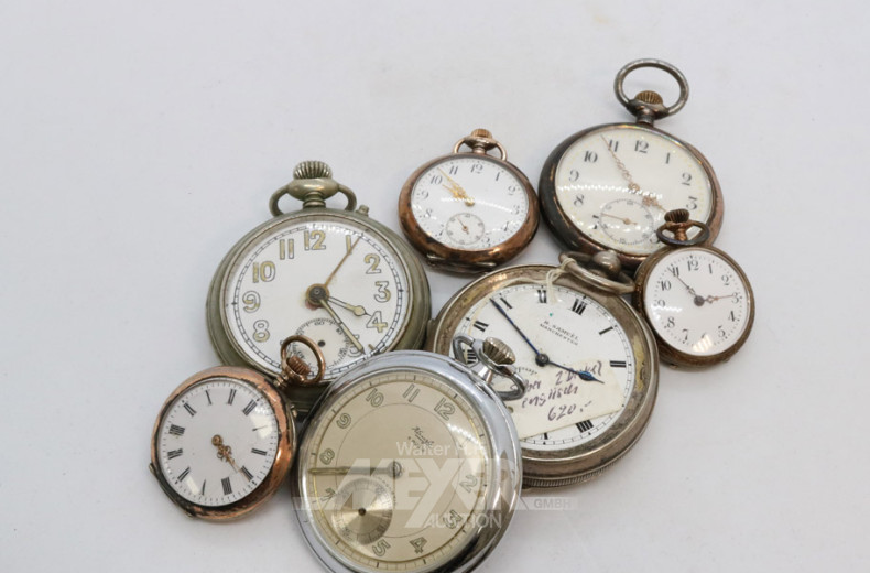 14 versch. Taschenuhren, teilw. Silber