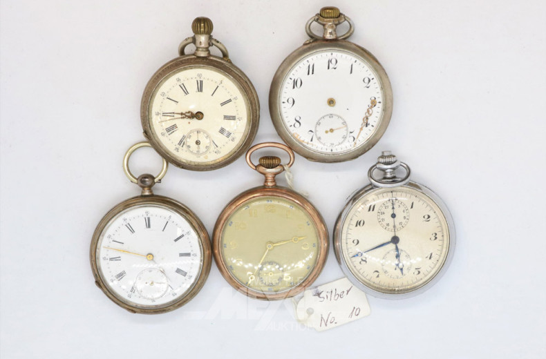 20 versch. Taschenuhren, teilw. Silber