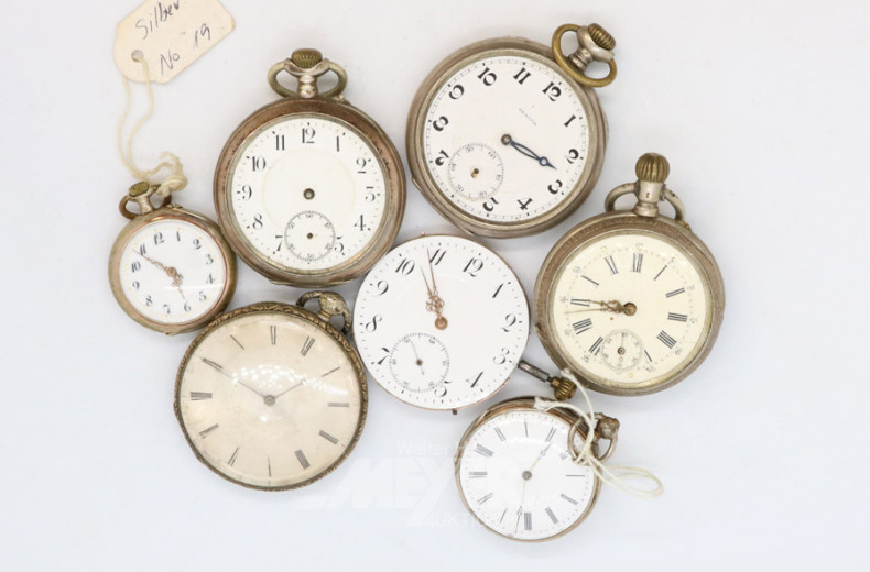 20 versch. Taschenuhren, teilw. Silber