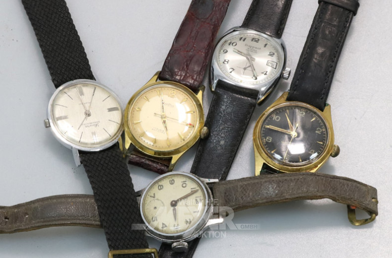 10 versch. Armbanduhren, Vintage