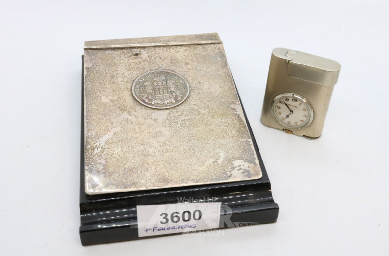 Notizblockhalter, Silber mit Münze