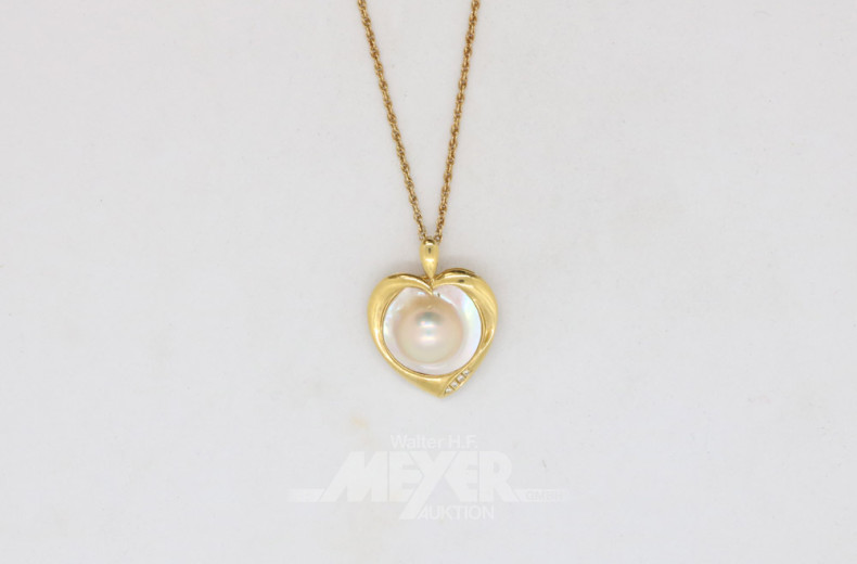 Kette, 750er GG, mit Herzanhänger