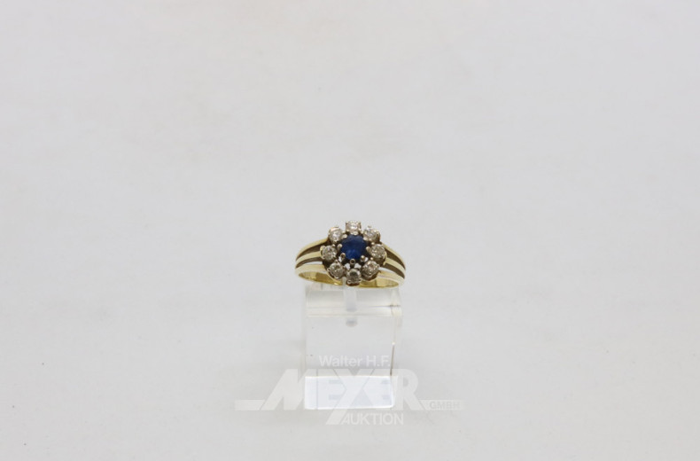 Damenring, 585er GG, besetzt mit