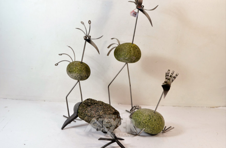 4 Deko - Metall - Figuren  '' Vögel ''