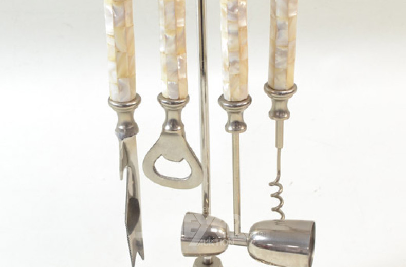 Metallständer mit 4 Cocktailutensilien: